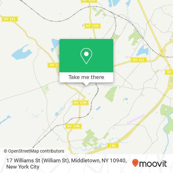 Mapa de 17 Williams St (William St), Middletown, NY 10940