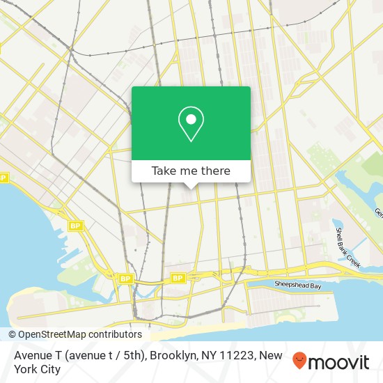 Mapa de Avenue T (avenue t / 5th), Brooklyn, NY 11223
