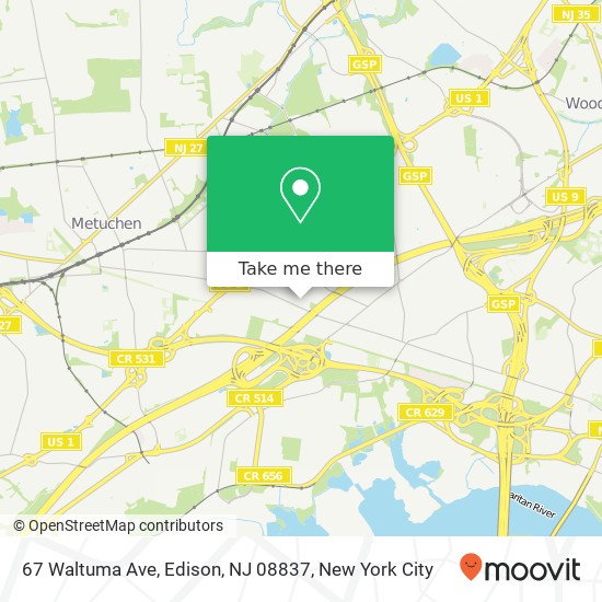Mapa de 67 Waltuma Ave, Edison, NJ 08837