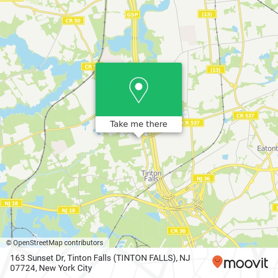 Mapa de 163 Sunset Dr, Tinton Falls (TINTON FALLS), NJ 07724