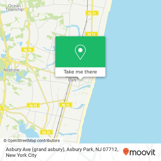 Mapa de Asbury Ave (grand asbury), Asbury Park, NJ 07712