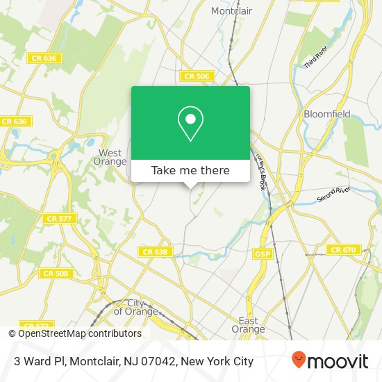 Mapa de 3 Ward Pl, Montclair, NJ 07042