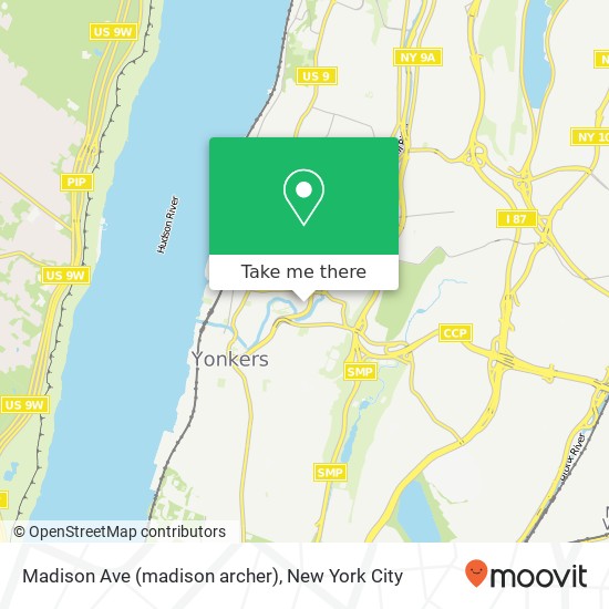 Mapa de Madison Ave (madison archer), Yonkers, NY 10701
