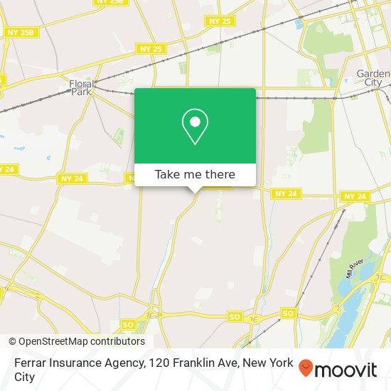 Mapa de Ferrar Insurance Agency, 120 Franklin Ave