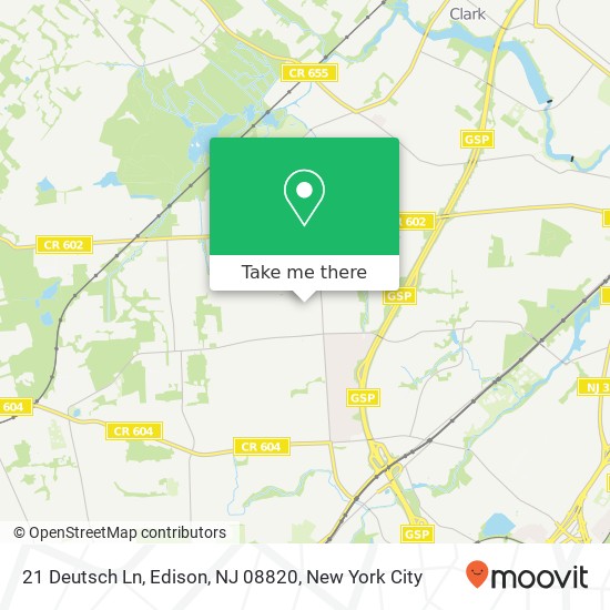 Mapa de 21 Deutsch Ln, Edison, NJ 08820