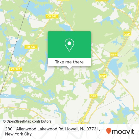 Mapa de 2801 Allenwood Lakewood Rd, Howell, NJ 07731