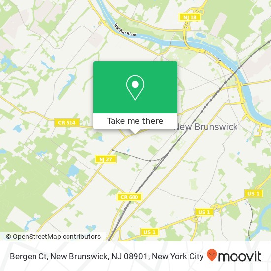 Mapa de Bergen Ct, New Brunswick, NJ 08901