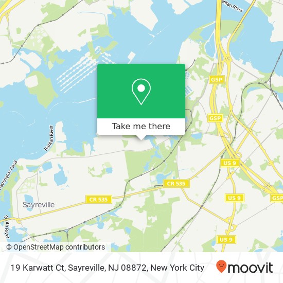 Mapa de 19 Karwatt Ct, Sayreville, NJ 08872