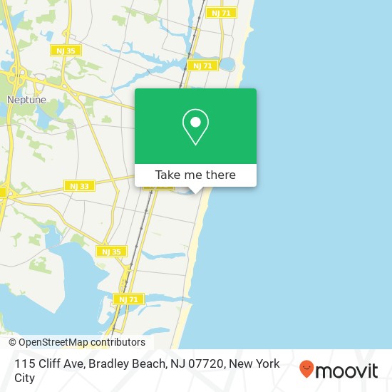 Mapa de 115 Cliff Ave, Bradley Beach, NJ 07720