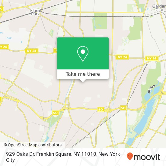 929 Oaks Dr, Franklin Square, NY 11010 map