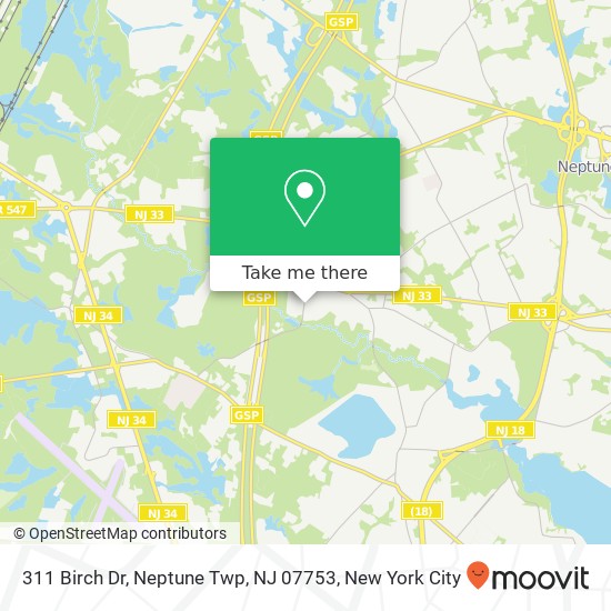 Mapa de 311 Birch Dr, Neptune Twp, NJ 07753