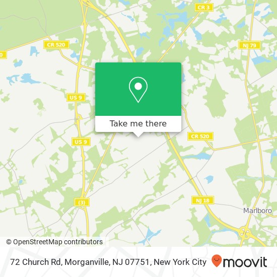 Mapa de 72 Church Rd, Morganville, NJ 07751