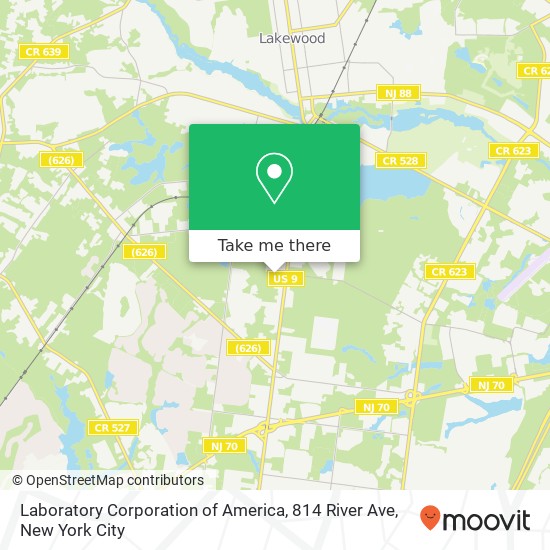 Mapa de Laboratory Corporation of America, 814 River Ave