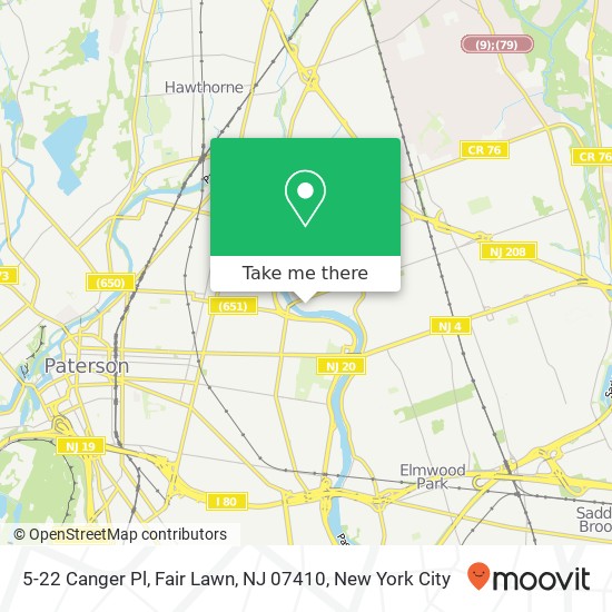 Mapa de 5-22 Canger Pl, Fair Lawn, NJ 07410