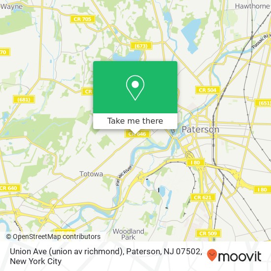 Mapa de Union Ave (union av richmond), Paterson, NJ 07502