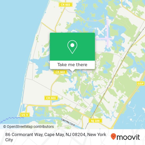 Mapa de 86 Cormorant Way, Cape May, NJ 08204