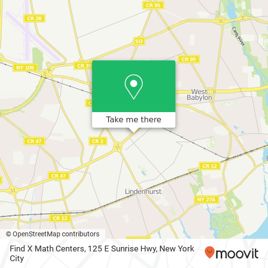 Find X Math Centers, 125 E Sunrise Hwy map