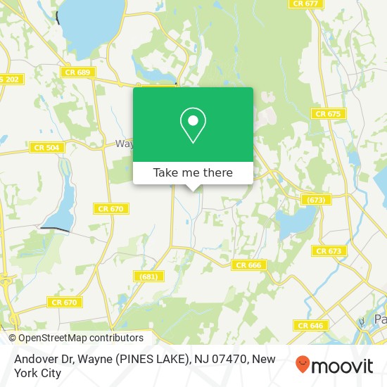 Andover Dr, Wayne (PINES LAKE), NJ 07470 map