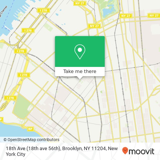 Mapa de 18th Ave (18th ave 56th), Brooklyn, NY 11204