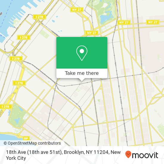 Mapa de 18th Ave (18th ave 51st), Brooklyn, NY 11204