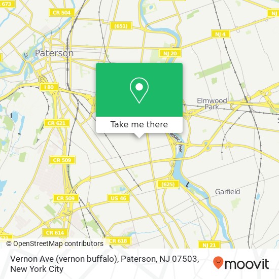 Mapa de Vernon Ave (vernon buffalo), Paterson, NJ 07503