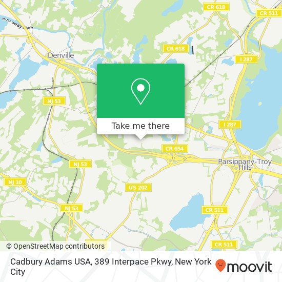 Cadbury Adams USA, 389 Interpace Pkwy map