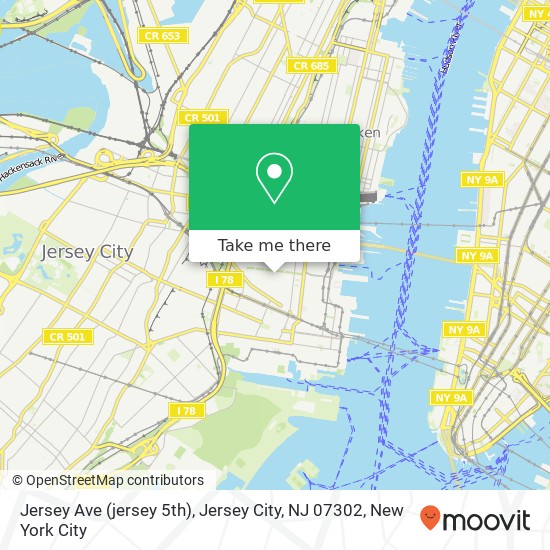 Jersey Ave (jersey 5th), Jersey City, NJ 07302 map