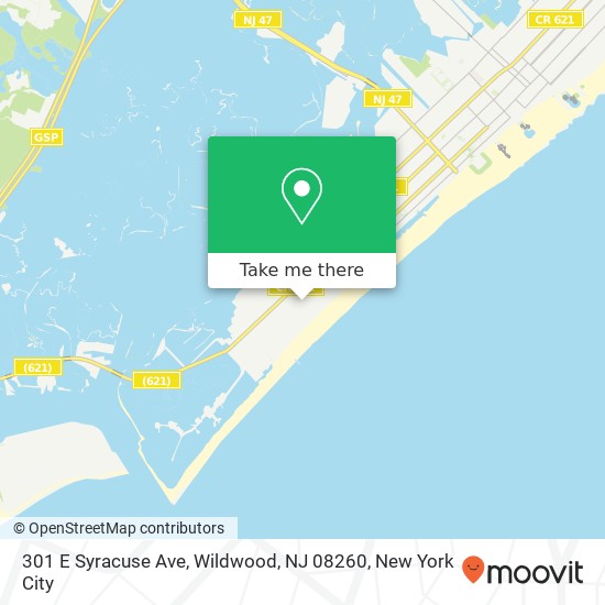 Mapa de 301 E Syracuse Ave, Wildwood, NJ 08260