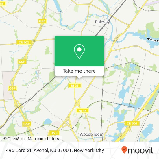 Mapa de 495 Lord St, Avenel, NJ 07001