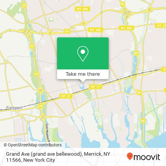 Mapa de Grand Ave (grand ave bellewood), Merrick, NY 11566