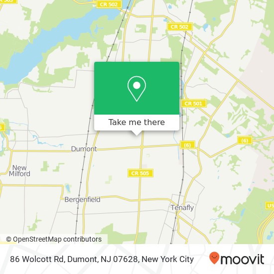 Mapa de 86 Wolcott Rd, Dumont, NJ 07628