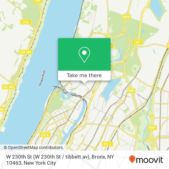 Mapa de W 230th St (W 230th St / tibbett av), Bronx, NY 10463