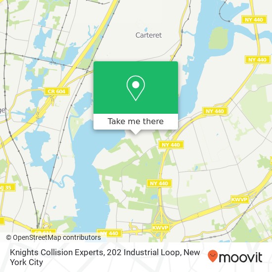 Mapa de Knights Collision Experts, 202 Industrial Loop