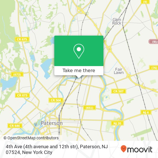 Mapa de 4th Ave (4th avenue and 12th str), Paterson, NJ 07524