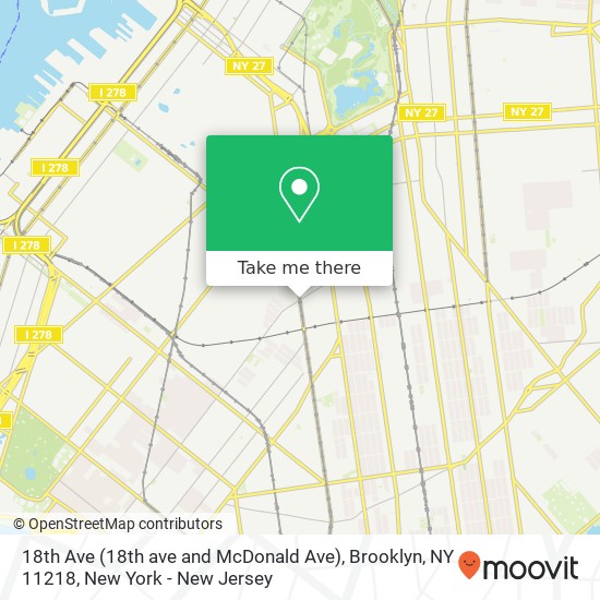 Mapa de 18th Ave (18th ave and McDonald Ave), Brooklyn, NY 11218