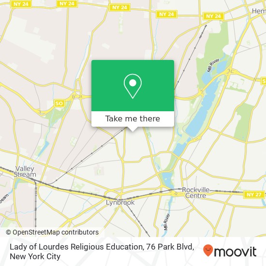 Mapa de Lady of Lourdes Religious Education, 76 Park Blvd