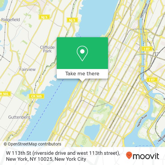 W 113th St (riverside drive and west 113th street), New York, NY 10025 map
