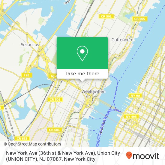 New York Ave (36th st & New York Ave), Union City (UNION CITY), NJ 07087 map