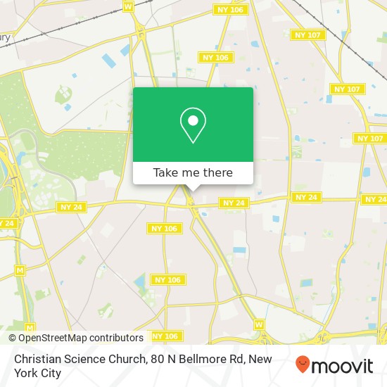 Mapa de Christian Science Church, 80 N Bellmore Rd