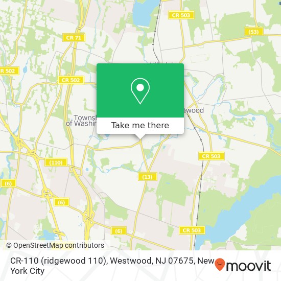 CR-110 (ridgewood 110), Westwood, NJ 07675 map