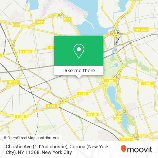 Mapa de Christie Ave (102nd christie), Corona (New York City), NY 11368