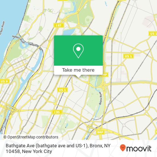 Mapa de Bathgate Ave (bathgate ave and US-1), Bronx, NY 10458