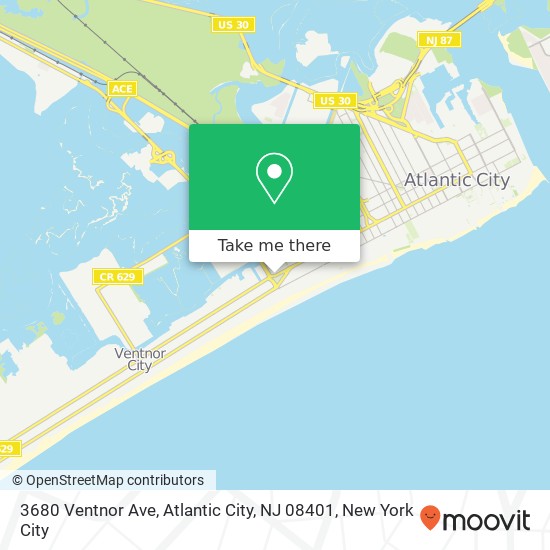 Mapa de 3680 Ventnor Ave, Atlantic City, NJ 08401