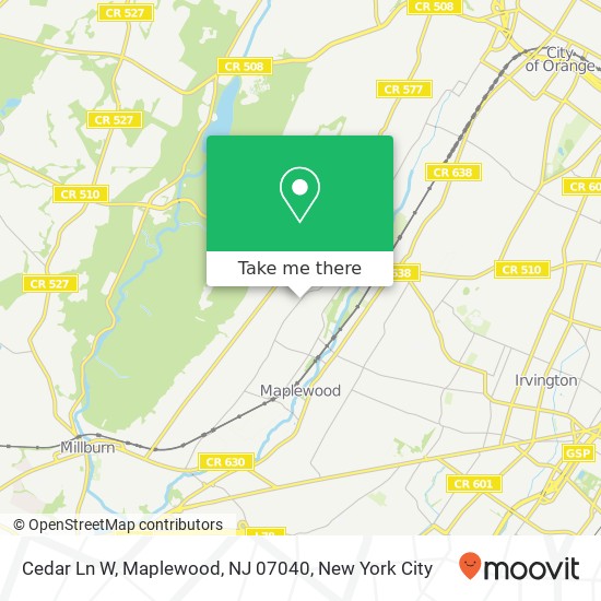 Mapa de Cedar Ln W, Maplewood, NJ 07040