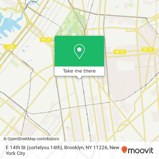 Mapa de E 14th St (cortelyou 14th), Brooklyn, NY 11226