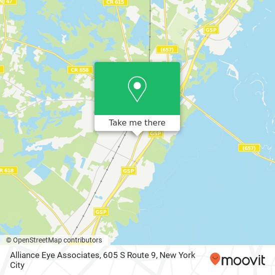 Mapa de Alliance Eye Associates, 605 S Route 9