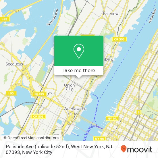 Palisade Ave (palisade 52nd), West New York, NJ 07093 map