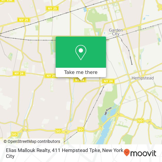 Elias Mallouk Realty, 411 Hempstead Tpke map
