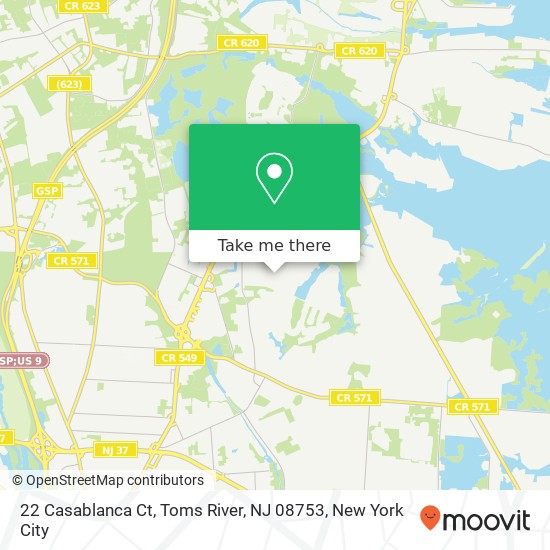Mapa de 22 Casablanca Ct, Toms River, NJ 08753