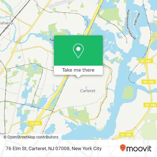 Mapa de 76 Elm St, Carteret, NJ 07008